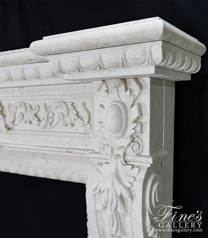 Marble Fireplaces  - An Oversized Italian Style Surround In Bianco Perlino Marble - MFP-2614