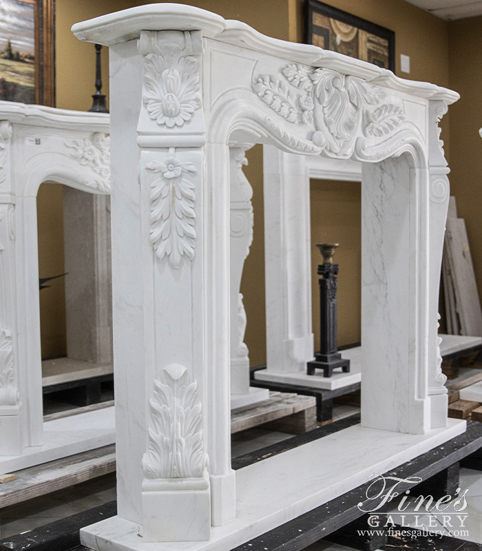 Marble Fireplaces  - French Style Mantel In Statuary Marble - MFP-2624