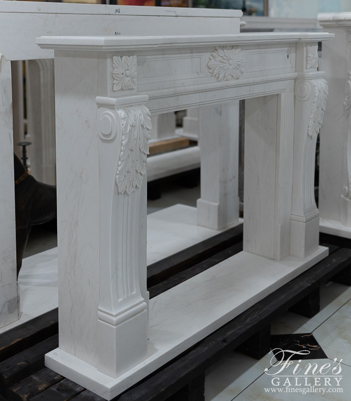 Marble Fireplaces  - English Regency Style Mantel In Statuary Marble - MFP-2639