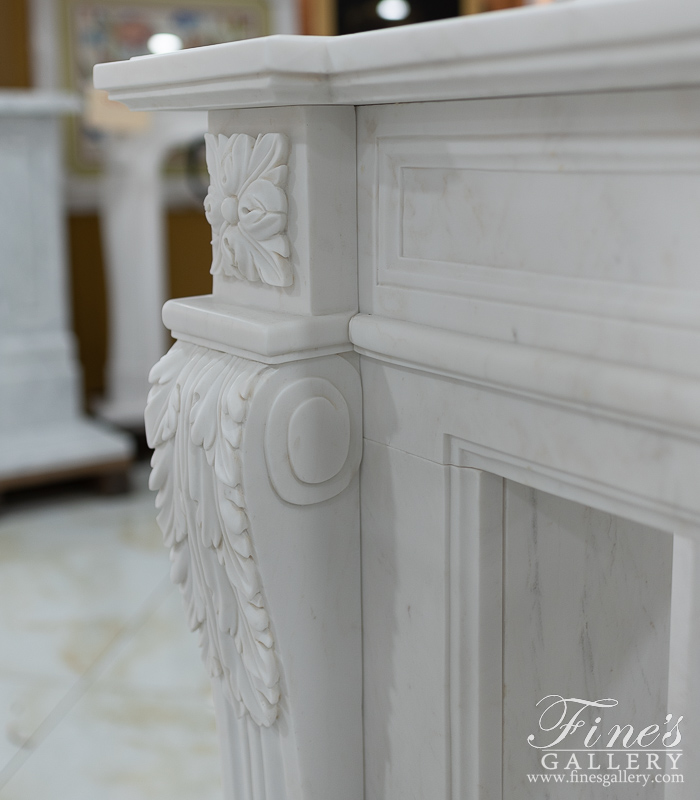 Marble Fireplaces  - English Regency Style Mantel In Statuary Marble - MFP-2639