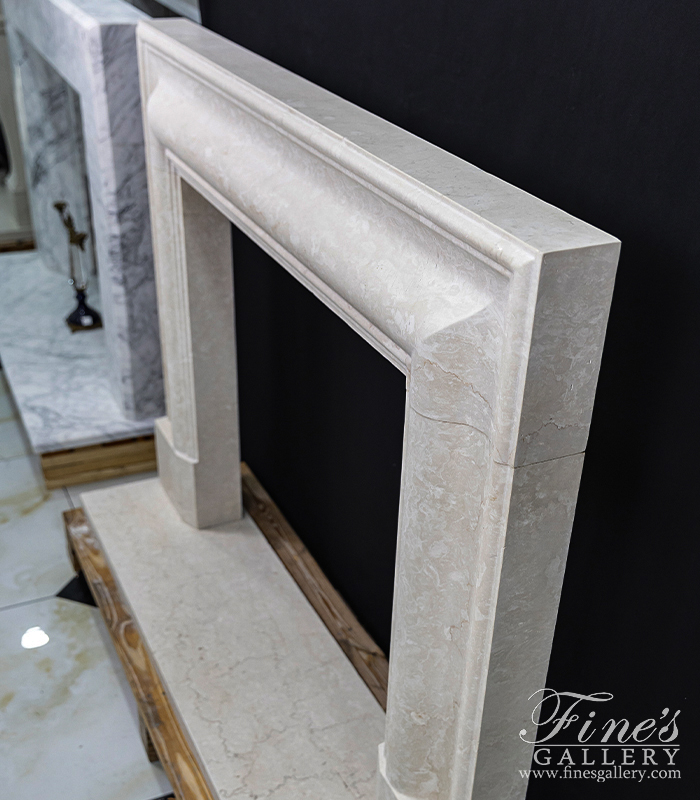Marble Fireplaces  - A Simplistic Bolection Style Mantel In Italian Botticino Marble - MFP-2648