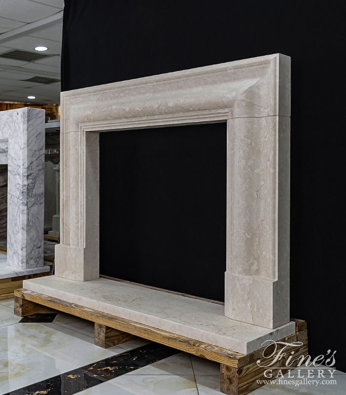 Marble Fireplaces  - A Simplistic Bolection Style Mantel In Italian Botticino Marble - MFP-2648