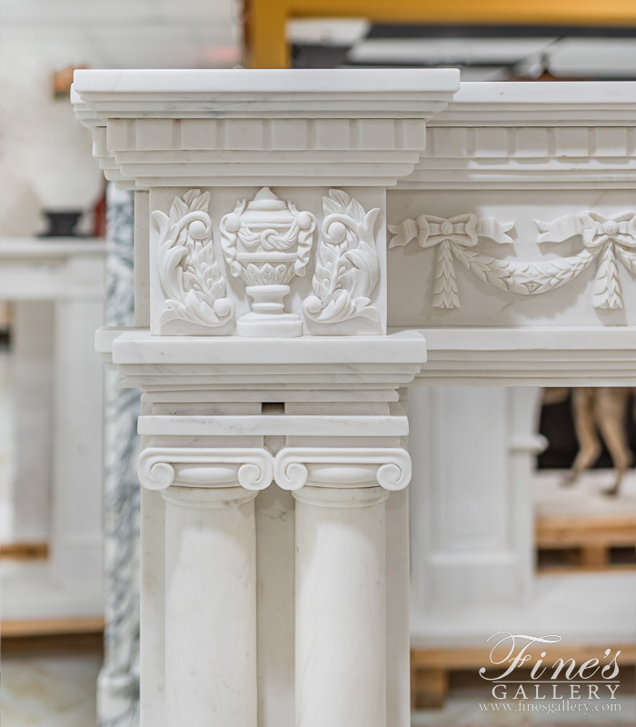 Marble Fireplaces  - Neoclassical Style Statuary White Marble Mantel - MFP-311