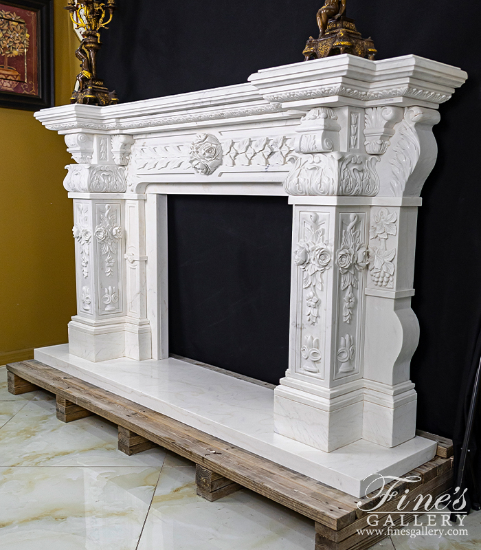 Search Result For Marble Fireplaces  - Ornate Italian Renaissance Marble Fireplace - MFP-475