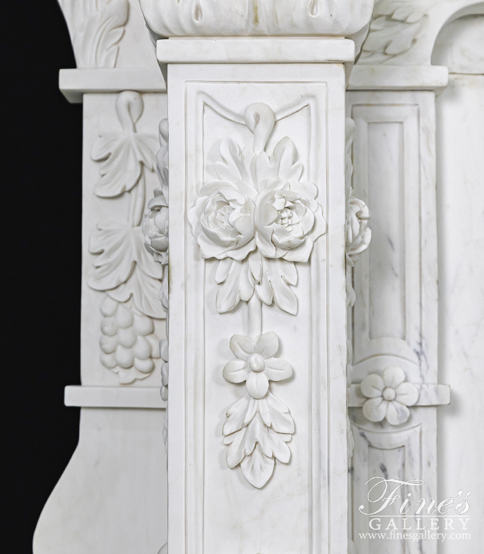 Marble Fireplaces  - Ornate Italian Renaissance Marble Fireplace - MFP-475