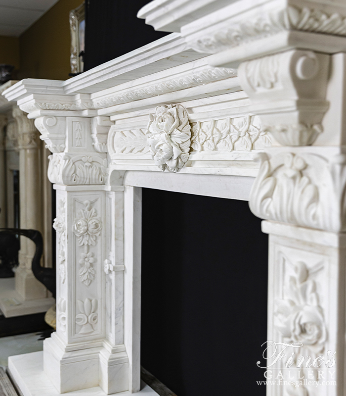 Marble Fireplaces  - Ornate Italian Renaissance Marble Fireplace - MFP-475