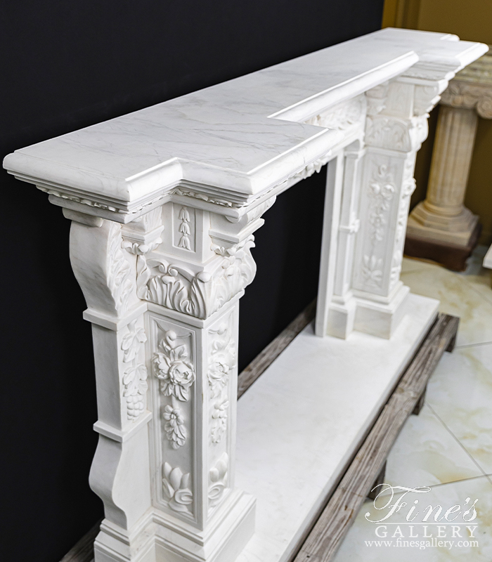 Marble Fireplaces  - Ornate Italian Renaissance Marble Fireplace - MFP-475