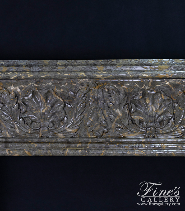 Marble Fireplaces  - Shell Motif Mantel In Rare Imported Marble - MFP-504