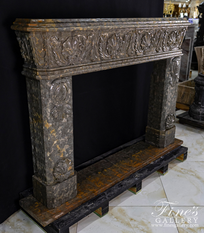 Marble Fireplaces  - Shell Motif Mantel In Rare Imported Marble - MFP-504