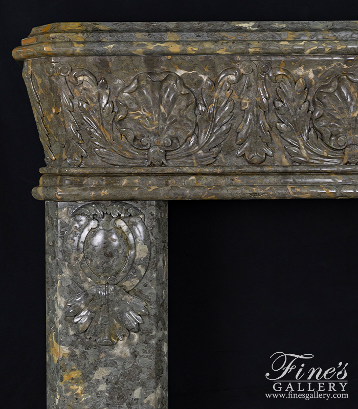 Marble Fireplaces  - Shell Motif Mantel In Rare Imported Marble - MFP-504