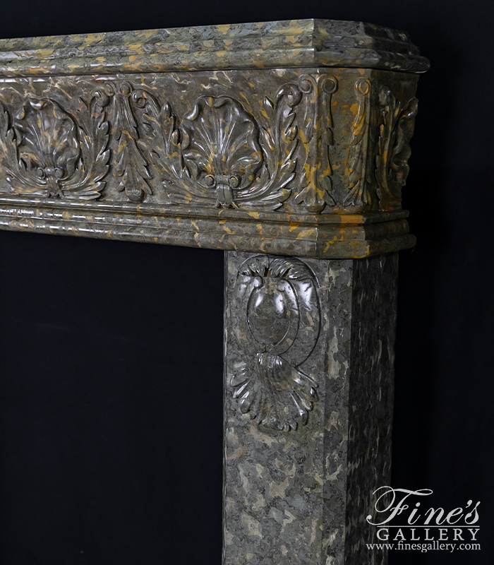 Marble Fireplaces  - Shell Motif Mantel In Rare Imported Marble - MFP-504