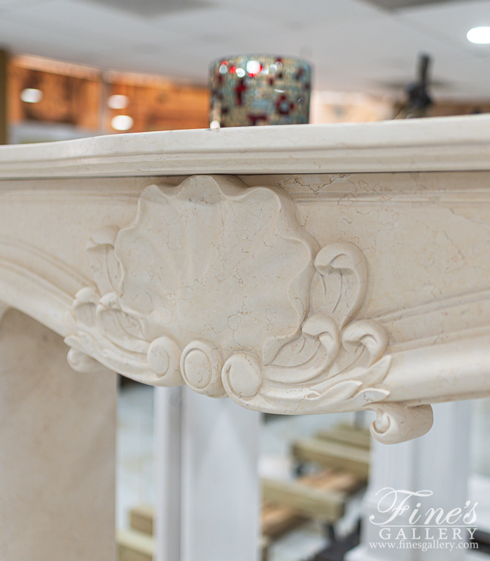 Marble Fireplaces  - Floral And Shell Mantel In Galala Marble - MFP-603