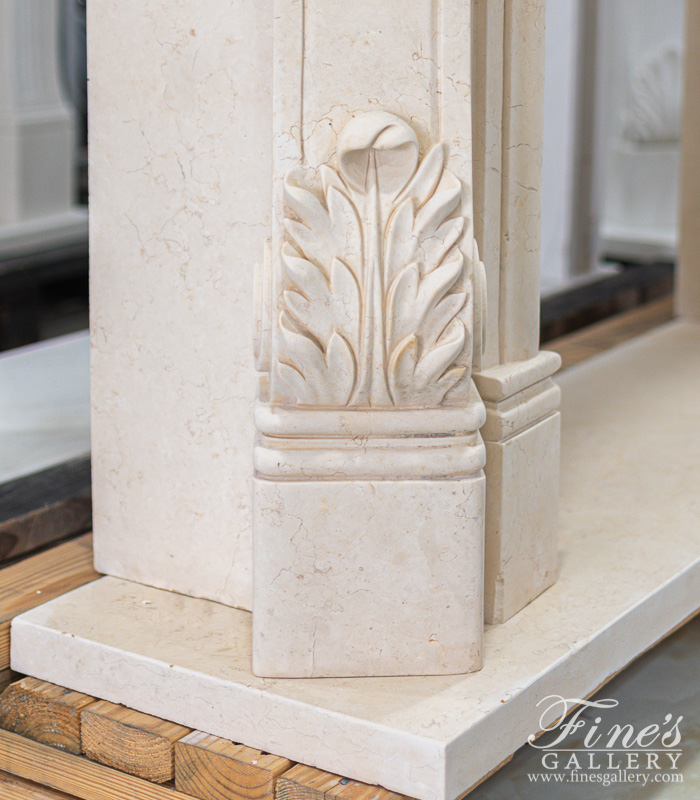 Marble Fireplaces  - Floral And Shell Mantel In Galala Marble - MFP-603