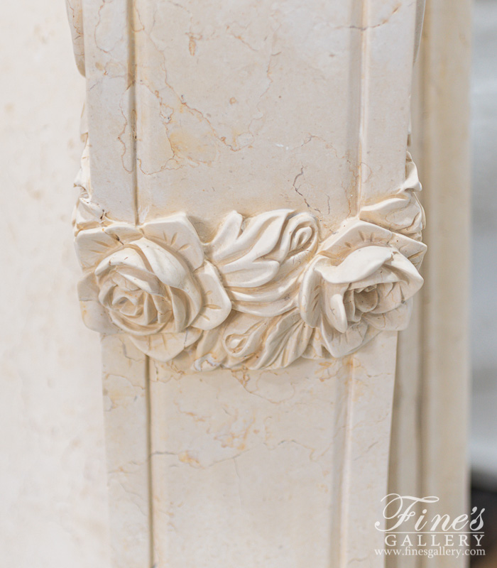 Search Result For Marble Fireplaces  - Floral And Shell Mantel In Galala Marble - MFP-603