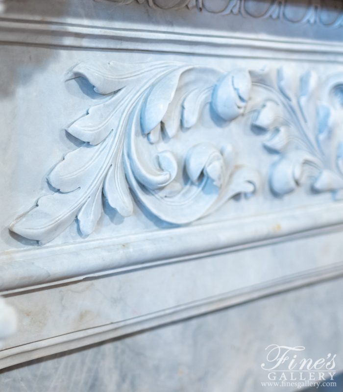 Marble Fireplaces  - Botanical Decor White Marble Fireplace - MFP-751