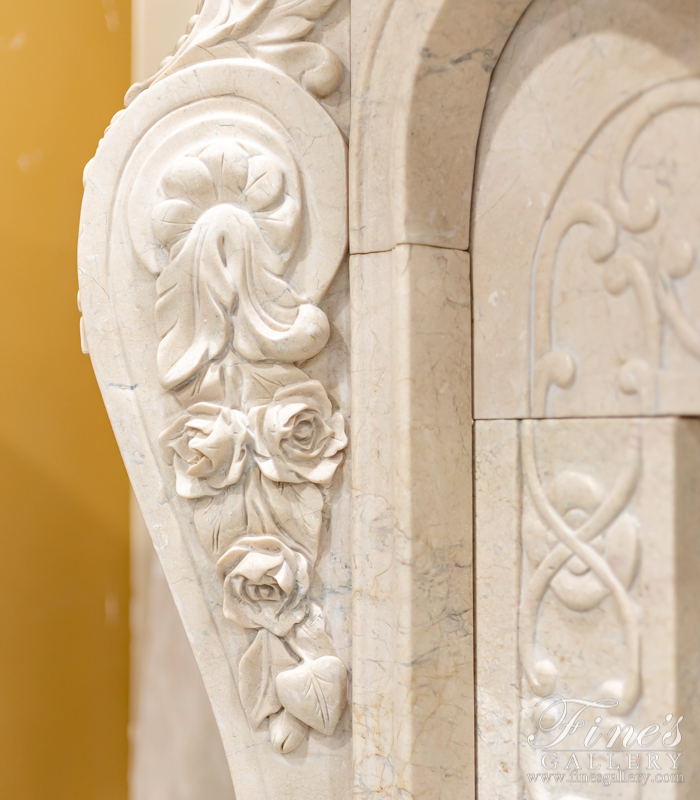 Marble Fireplaces  - French Luxury Marble Fireplace In Crema Marfil - MFP-879