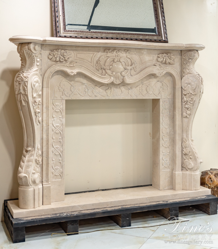 Marble Fireplaces  - French Luxury Marble Fireplace In Crema Marfil - MFP-879