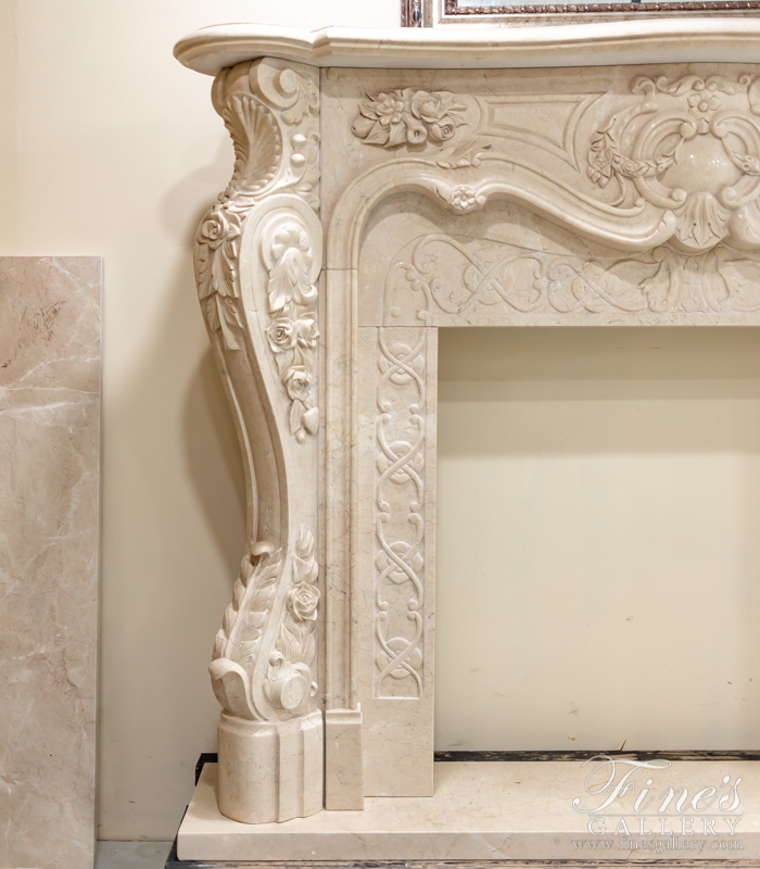 Marble Fireplaces  - French Luxury Marble Fireplace In Crema Marfil - MFP-879