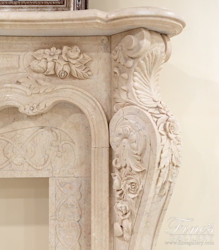 Marble Fireplaces  - French Luxury Marble Fireplace In Crema Marfil - MFP-879