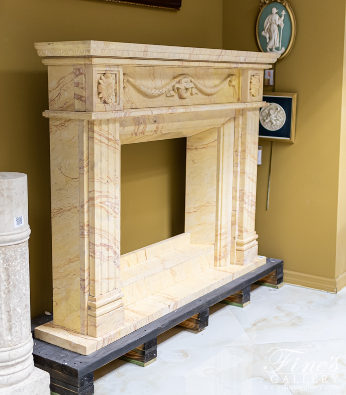 Marble Fireplaces  - Floral Elegance Crema Valencia Marble Fireplace - MFP-880