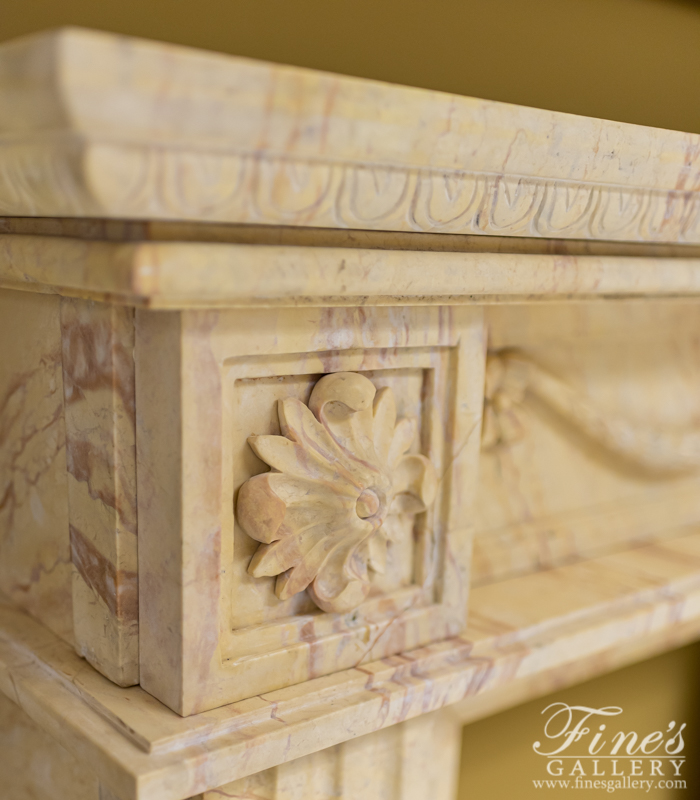Marble Fireplaces  - Floral Elegance Crema Valencia Marble Fireplace - MFP-880