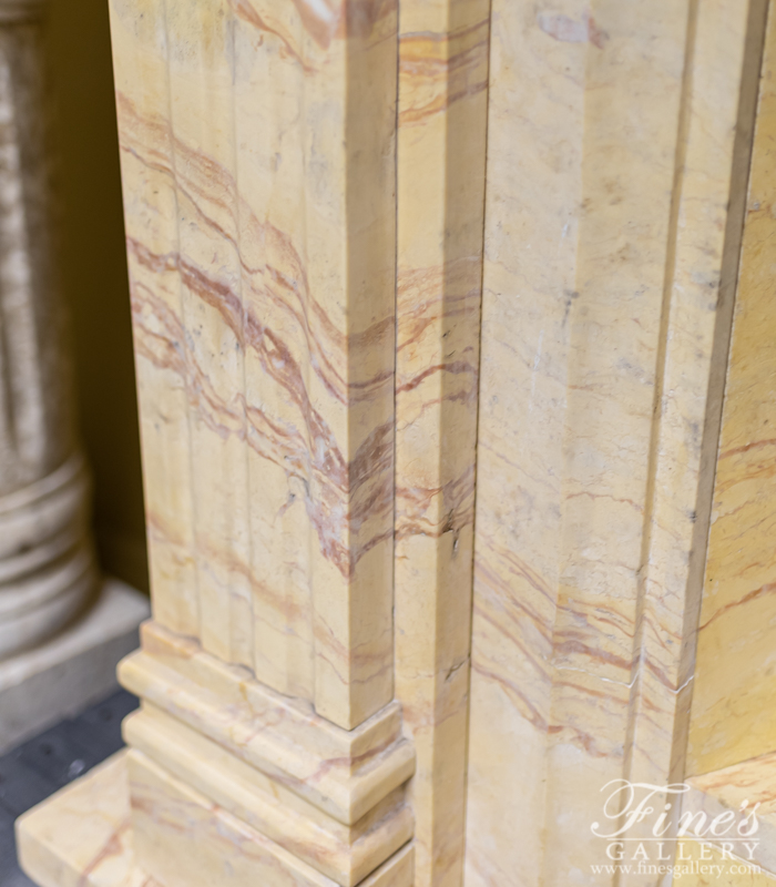 Marble Fireplaces  - Floral Elegance Crema Valencia Marble Fireplace - MFP-880
