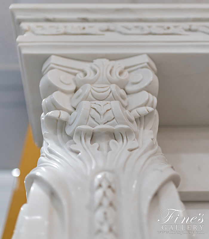 Marble Fireplaces  - Hand Carved Statuary Marble Mantel - MFP-997