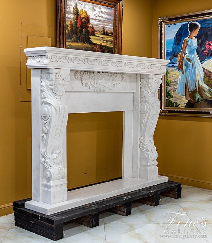 Search Result For Marble Fireplaces  - Hand Carved Statuary Marble Mantel - MFP-997