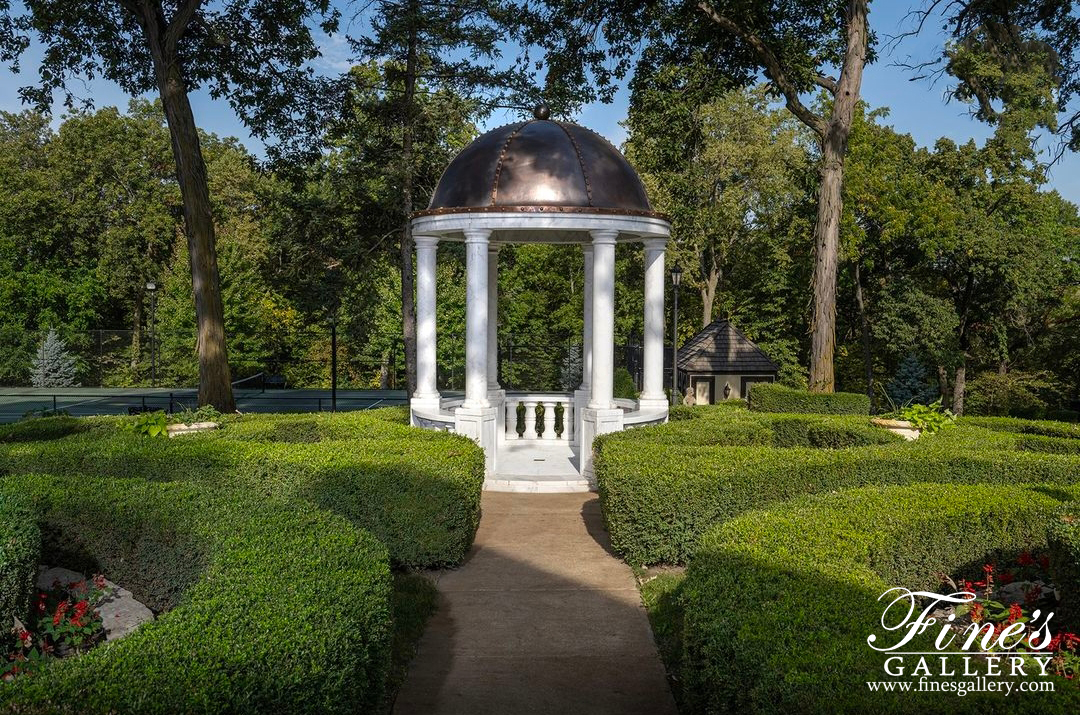 Marble Gazebos  - A Bronze Capped Gazebo In Statuary Marble - MGZ-300