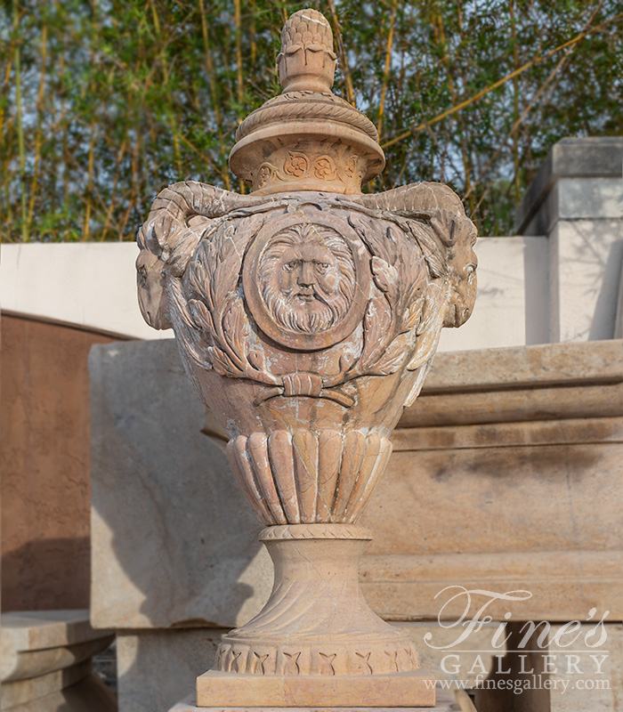 Marble Planters  - Vintage Italian Gothic Tan Marble Planter - MP-103