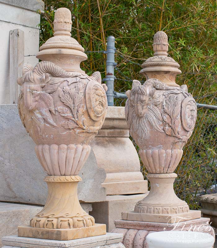 Marble Planters  - Vintage Italian Gothic Tan Marble Planter - MP-103