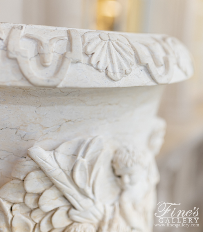 Search Result For Marble Planters  - Mythical Cherub Marble Urns - MP-295