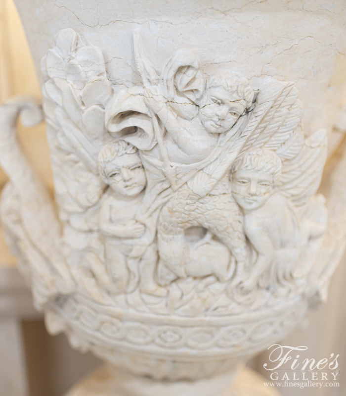 Marble Planters  - Mythical Cherub Marble Urns - MP-295