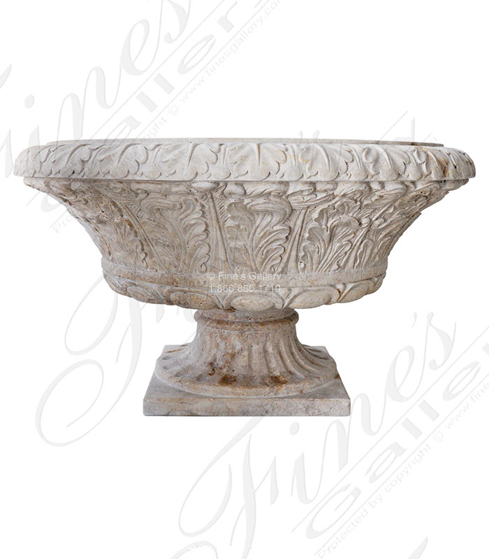 Search Result For Marble Planters  - Accanthus Leaf Marble Urn Or Planter - MP-393