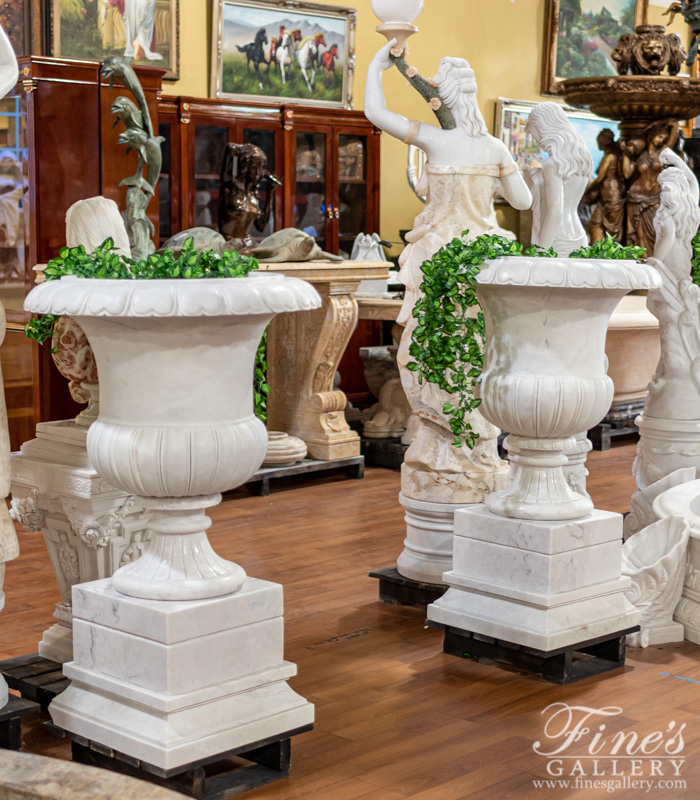 Marble Planters  - Classic White Marble Urns - MP-460