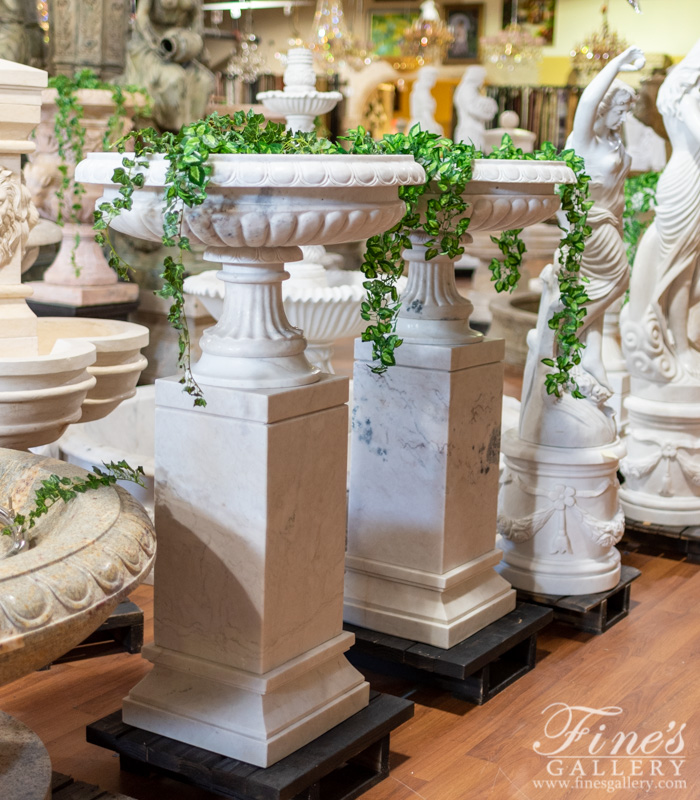 Marble Planters  - Sleek Marble Planter Pair - MP-463