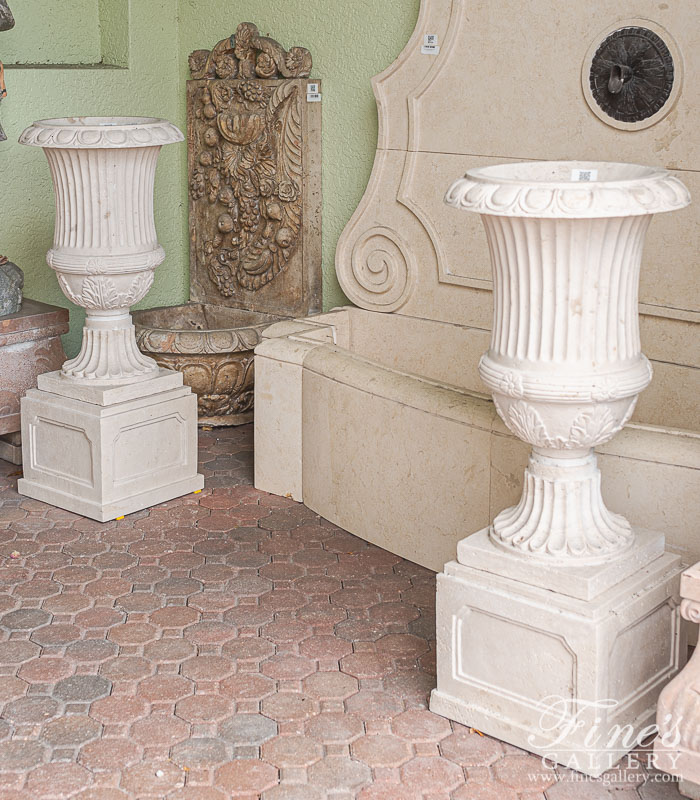 Marble Planters  - Roman Travertine Planter Pair - MP-501