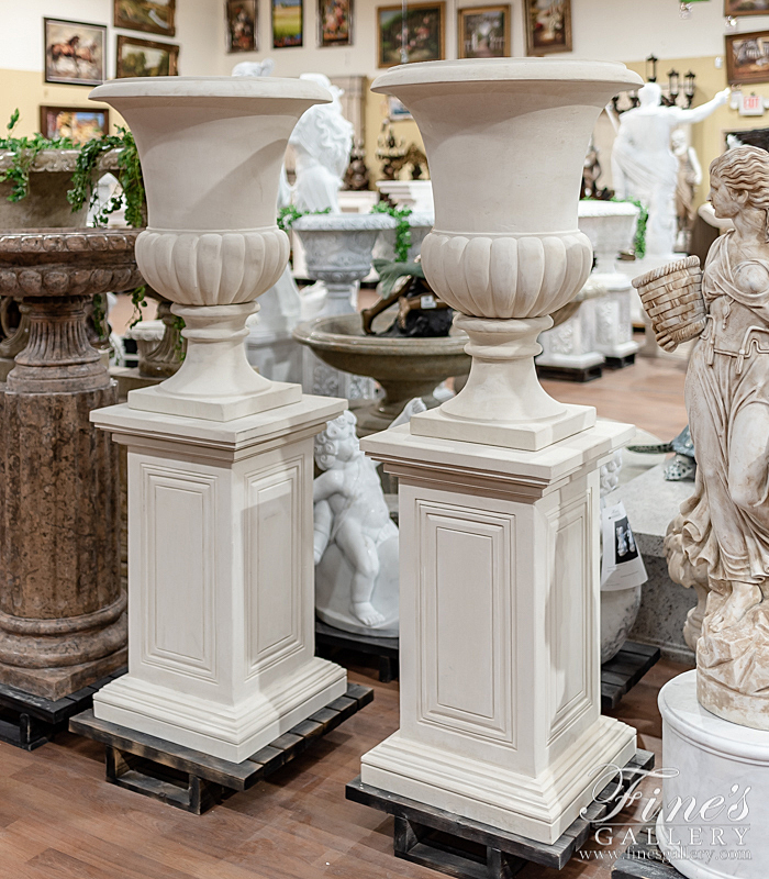 Marble Planters  - A Pair Of Italian Limestone Planters - MP-502