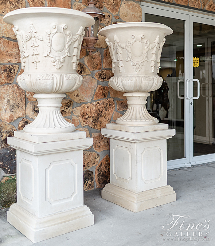 Marble Planters  - French Limestone Planter Pair - MP-503