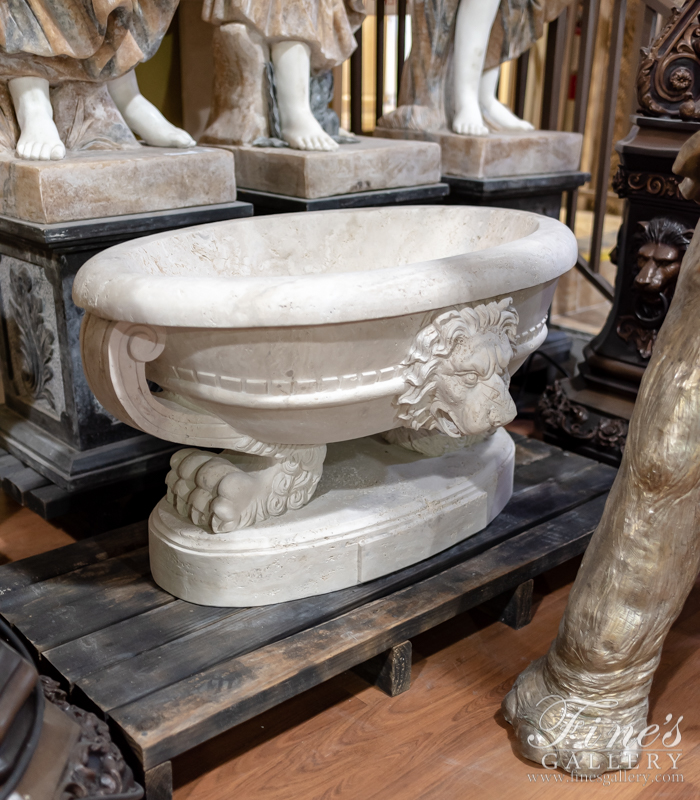 Marble Planters  - Stunning Carved Italian Roman Travertine Urn - MP-504