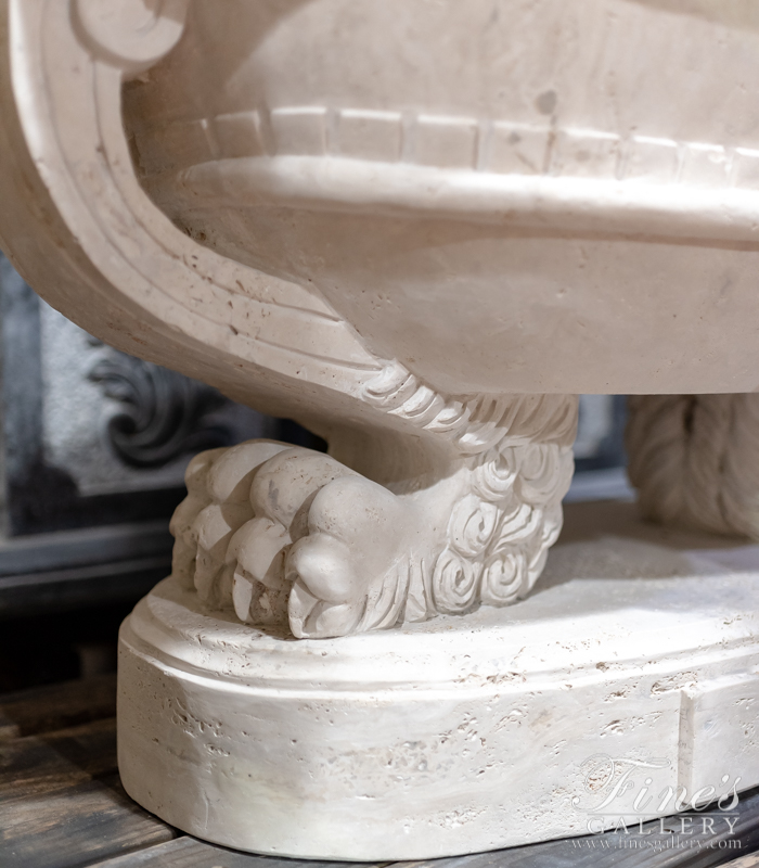 Marble Planters  - Stunning Carved Italian Roman Travertine Urn - MP-504