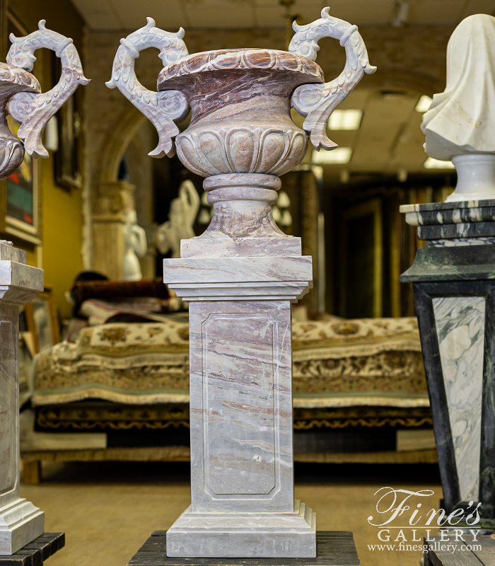 Marble Planters  - Exotic Urns And Pedestals In Arabascato Orobico Rosso Marble - MP-540