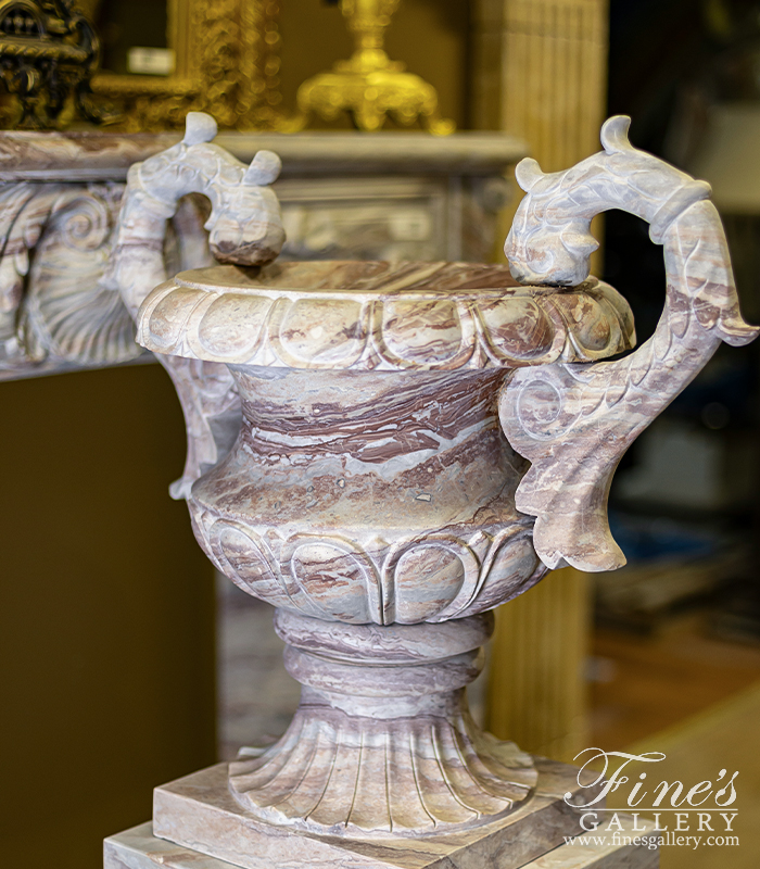 Marble Planters  - Exotic Urns And Pedestals In Arabascato Orobico Rosso Marble - MP-540