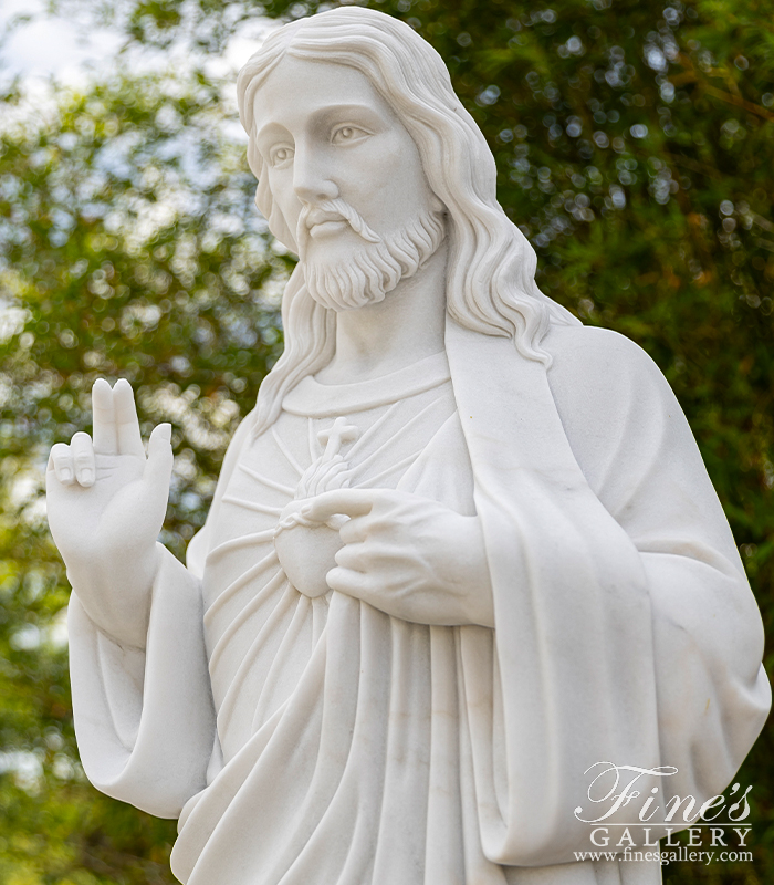 Search Result For Marble Statues  - Sacred Heart Of Jesus Statue - MS-1041