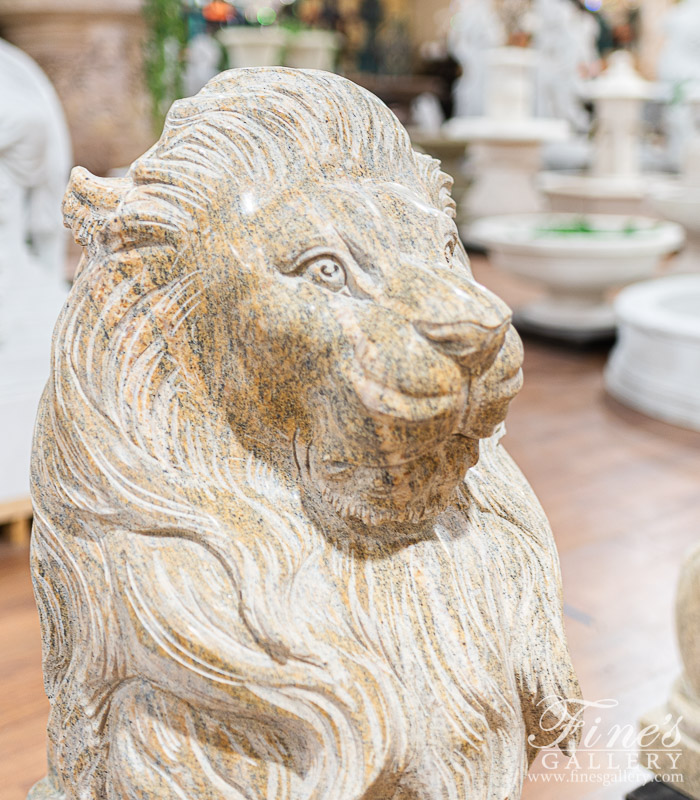 Search Result For Marble Statues  - Solid Granite Lion Pair - MS-1197