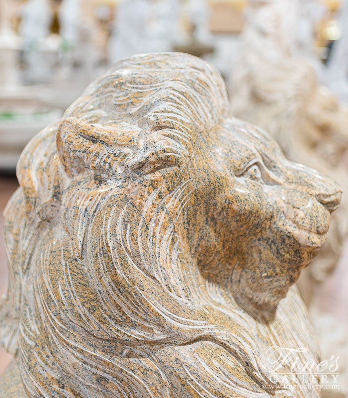 Marble Statues  - Solid Granite Lion Pair - MS-1197