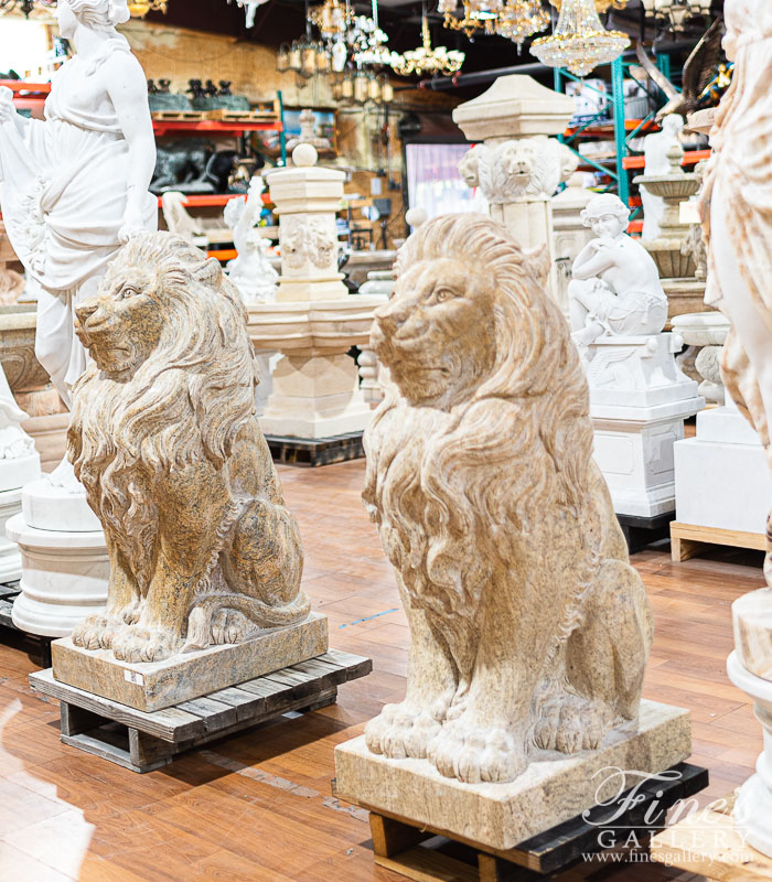 Search Result For Marble Statues  - Solid Granite Lion Pair - MS-1197