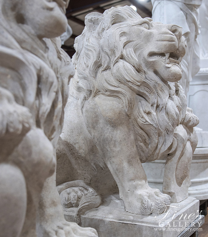 Marble Statues  - Antique Style Lion Pair - MS-1246