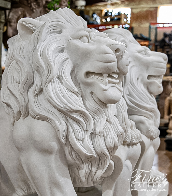 Marble Statues  - Antique Style Marble Lions - MS-1249