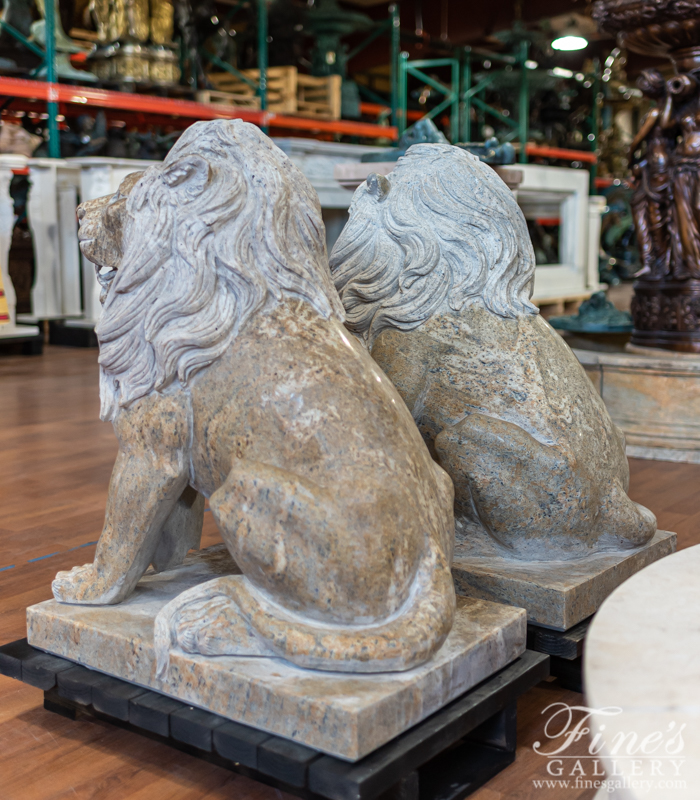 Marble Statues  - Granite Lion Pair - MS-1276